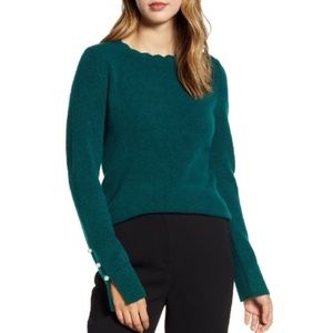 Rachel Parcell Scalloped Crewneck Sweater